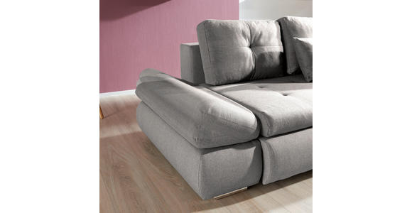 ECKSOFA Graubraun Webstoff  - Chromfarben/Graubraun, Design, Kunststoff/Textil (302/187cm) - Carryhome