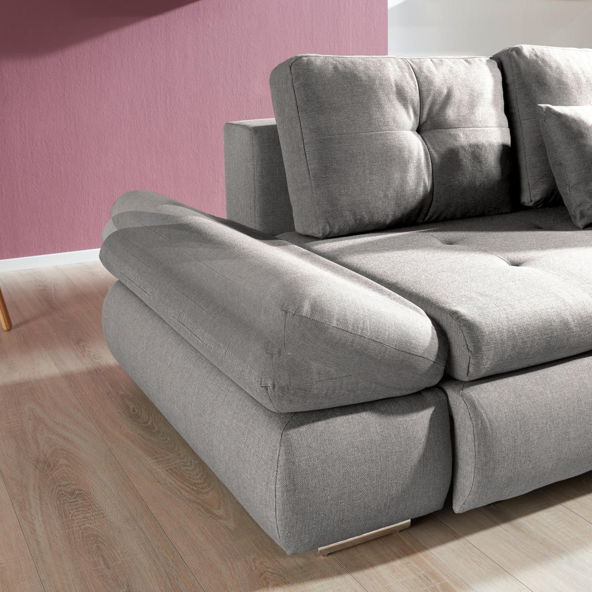 HÖRNSOFFA i vävt tyg gråbrun  - gråbrun/kromfärg, Design, textil/plast (302/187cm) - MID.YOU