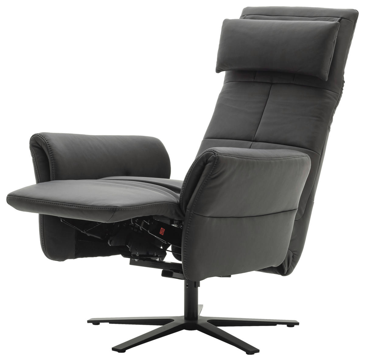 RELAXSESSEL in Leder Anthrazit  - Anthrazit/Schwarz, Design, Leder/Metall (81/92/120/82cm) - Schöner Wohnen