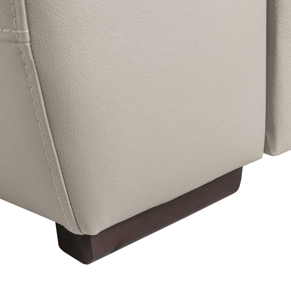 ECKSOFA  in Echtleder Platinfarben  - Platinfarben/Wengefarben, Design, Leder/Holz (265/265cm) - Livetastic