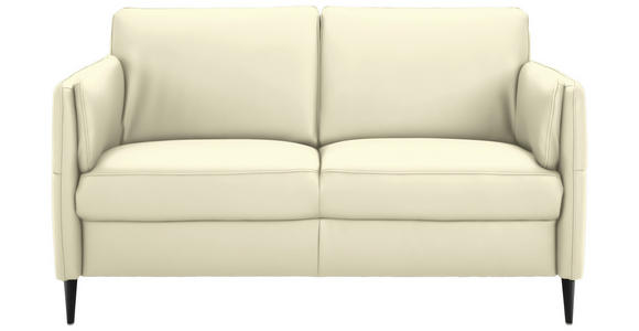 2,5-SITZER Latina in Echtleder Weiß   - Schwarz/Weiß, Design, Leder/Metall (164/84/99cm) - Dieter Knoll