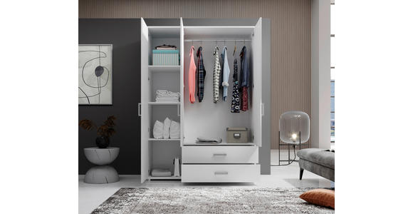 KLEIDERSCHRANK  in Weiß  - Alufarben/Weiß, KONVENTIONELL, Glas/Holzwerkstoff (125/190/51cm) - Carryhome