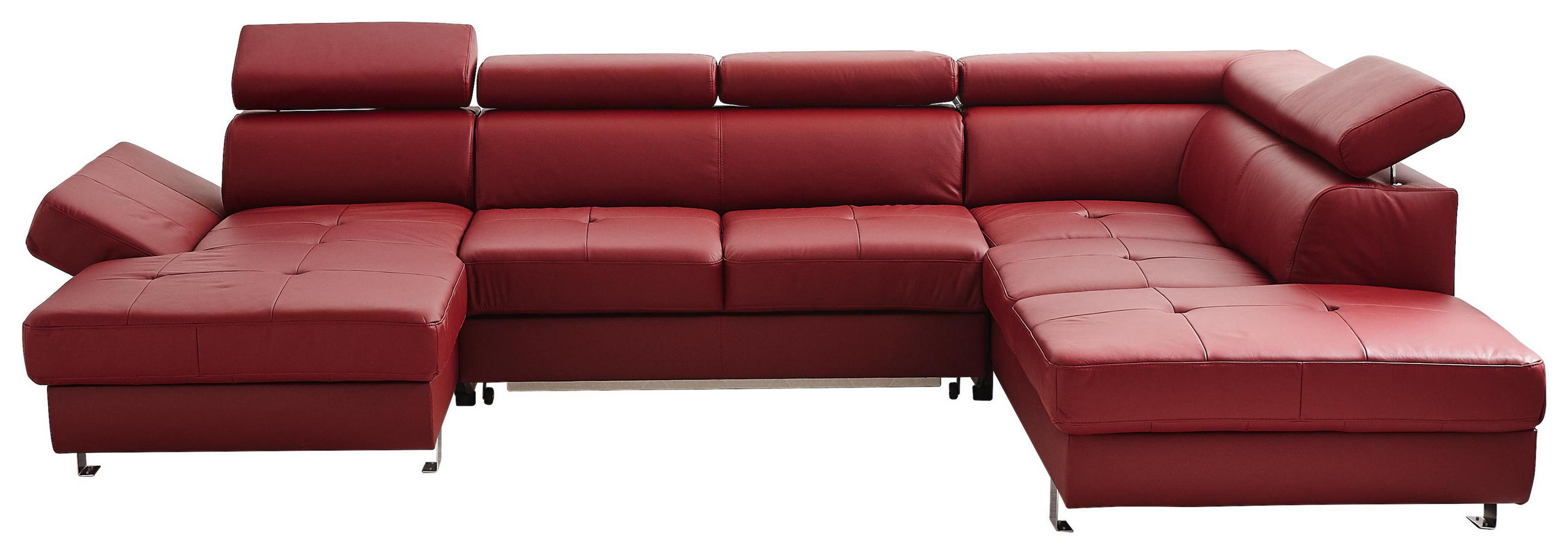 Wohnlandschaft in Textil, Leder Bordeaux