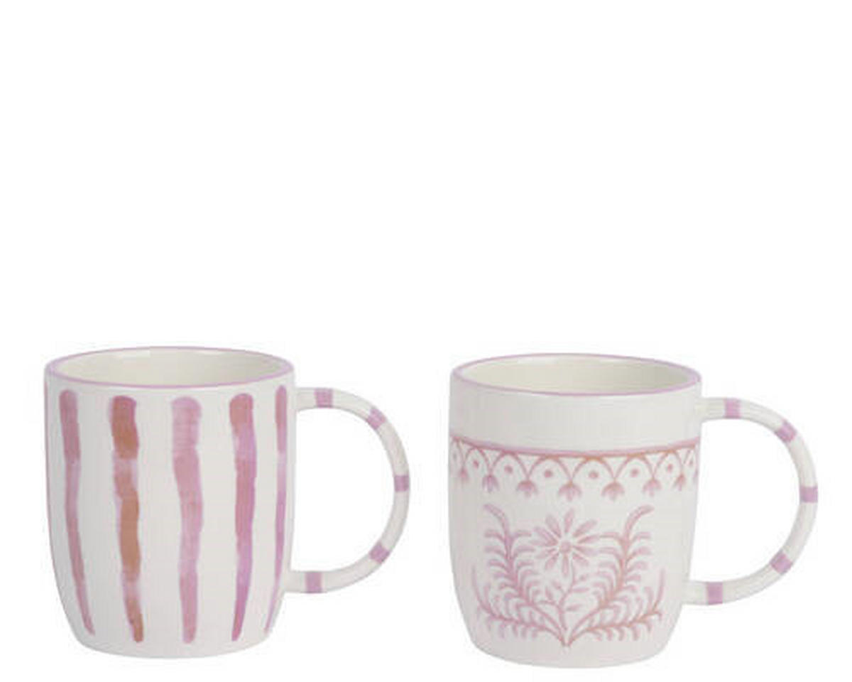 TRINKBECHER  - Lila/Weiß, LIFESTYLE, Keramik (12,20/8,50/9,50cm)