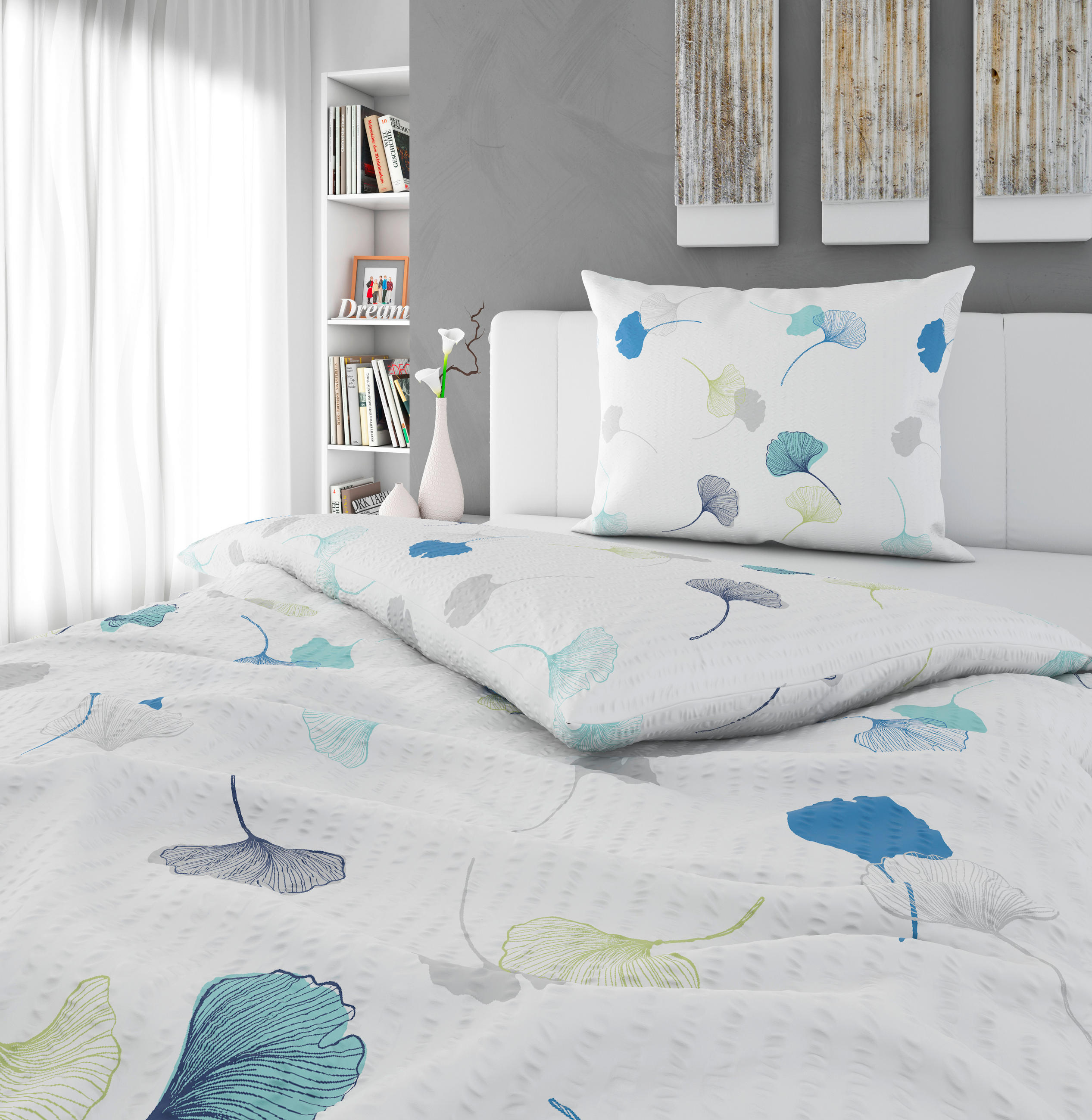 POSTELJINA MELANIE 140/200 cm krep plava, zelena  - zelena/plava, Konvencionalno, tekstil (140/200cm) - Esposa