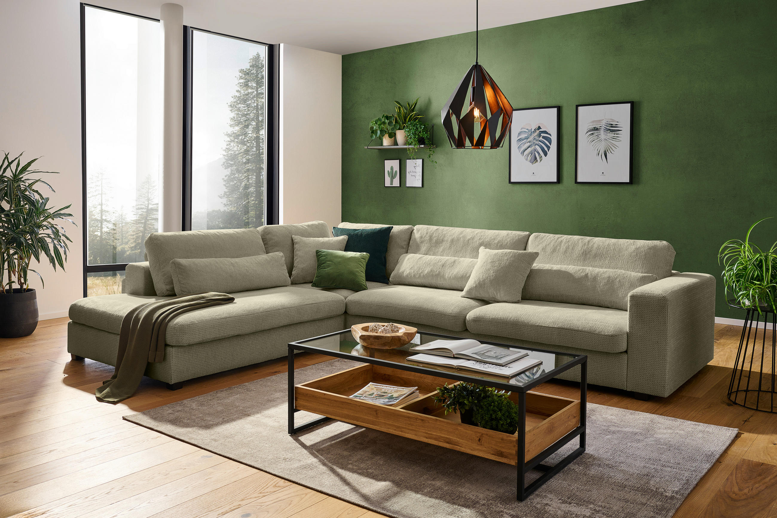 ECKSOFA Beige Chenille  - Beige/Schwarz, KONVENTIONELL, Kunststoff/Textil (250/314cm) - Carryhome