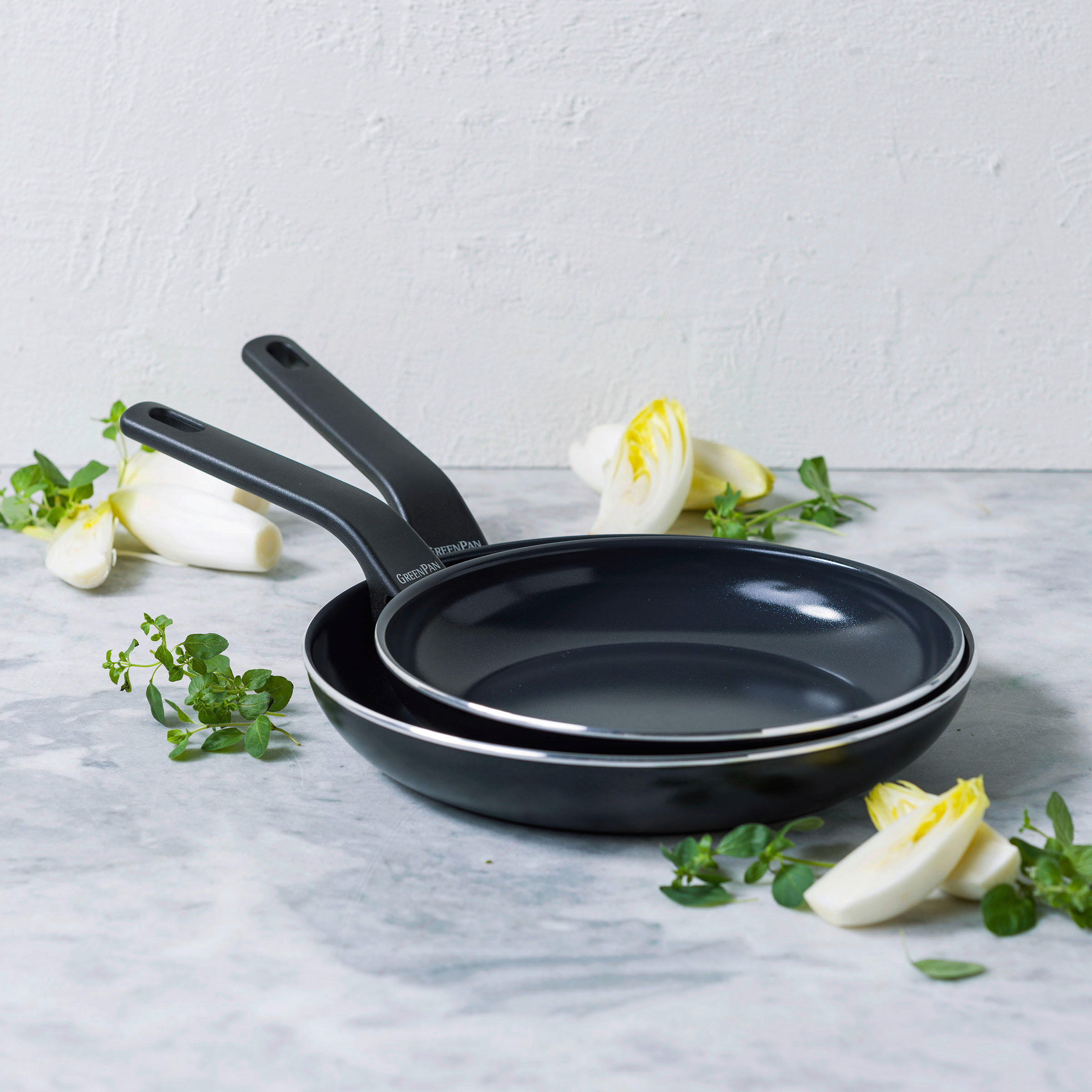 PFANNENSET Essence 2-teilig  - Schwarz, Basics, Kunststoff/Metall (24 & 28cm) - GreenPan