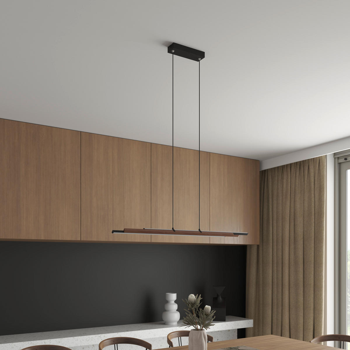 LED-HÄNGELEUCHTE 100/10/120 cm  - Weiß, Natur, Kunststoff (100/10/120cm) - Novel