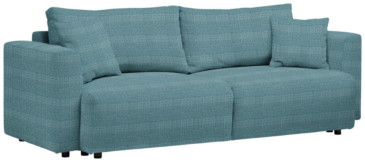 SCHLAFSOFA  mit Stoffauswahl, Schlafen auf Sitzhöhe, Rücken echt Cord Pastellblau  - Pastellblau/Schwarz, Design, Kunststoff/Textil (250/92/105cm) - Carryhome