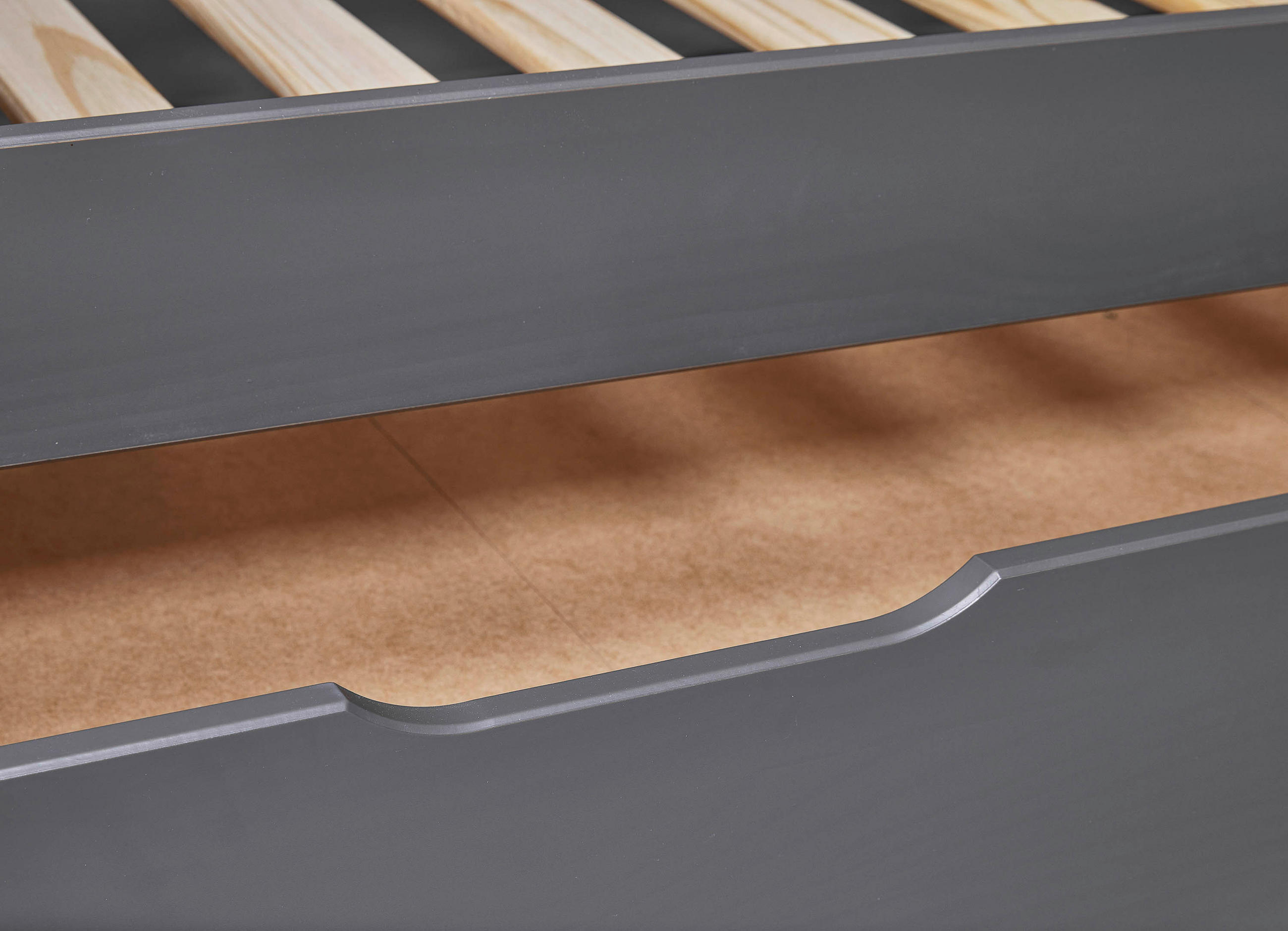 AUSZIEHBETT 90/200 cm  in Grau  - Naturfarben/Grau, KONVENTIONELL, Holz (90/200cm) - MID.YOU