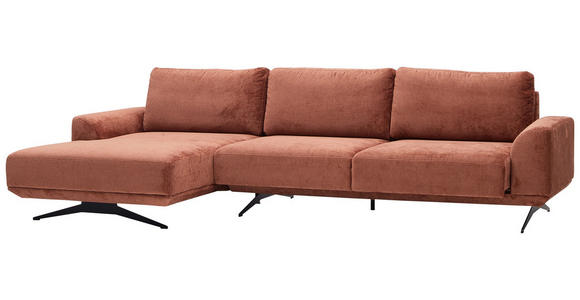 ECKSOFA in Webstoff Orange  - Schwarz/Orange, Design, Textil/Metall (172/320cm) - Valnatura