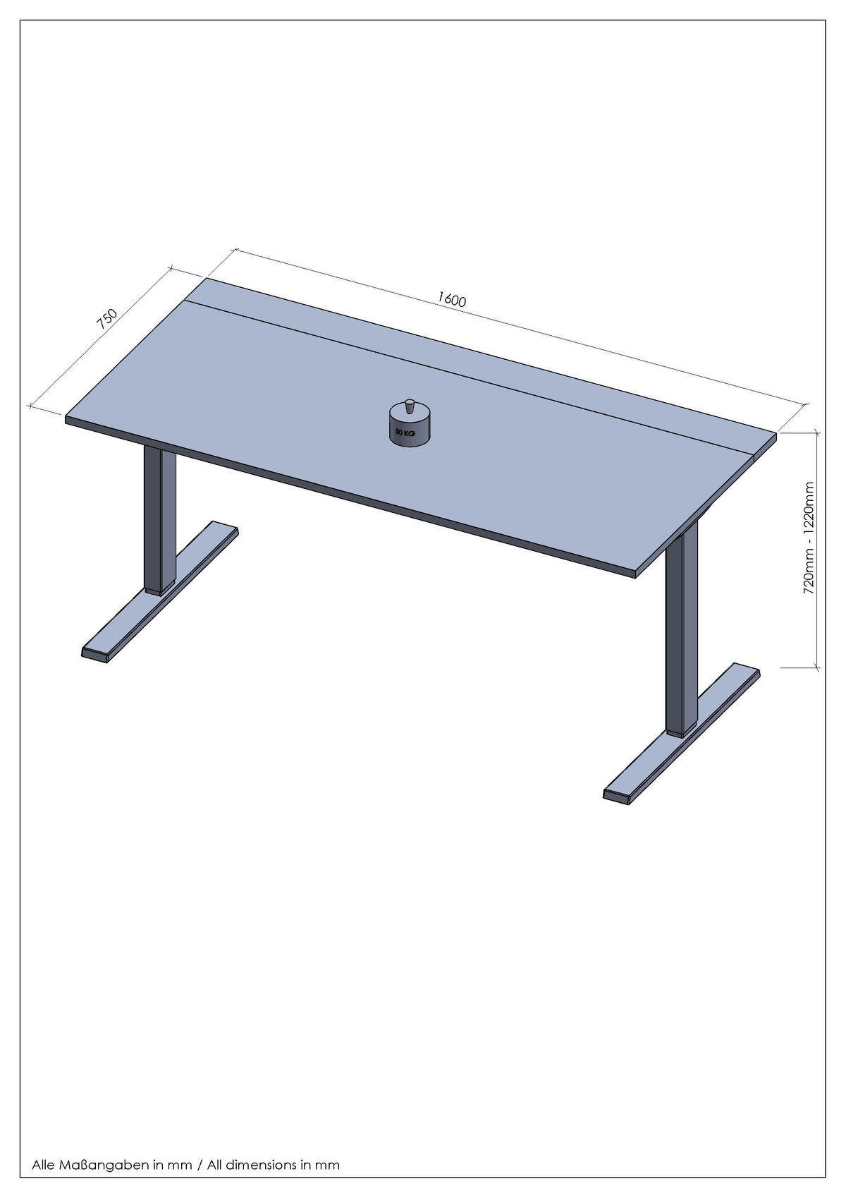 SCHREIBTISCH 160/75/72-122 cm  in Weiß, Hickory  - Silberfarben/Weiß, MODERN, Holzwerkstoff/Metall (160/75/72-122cm) - Novel
