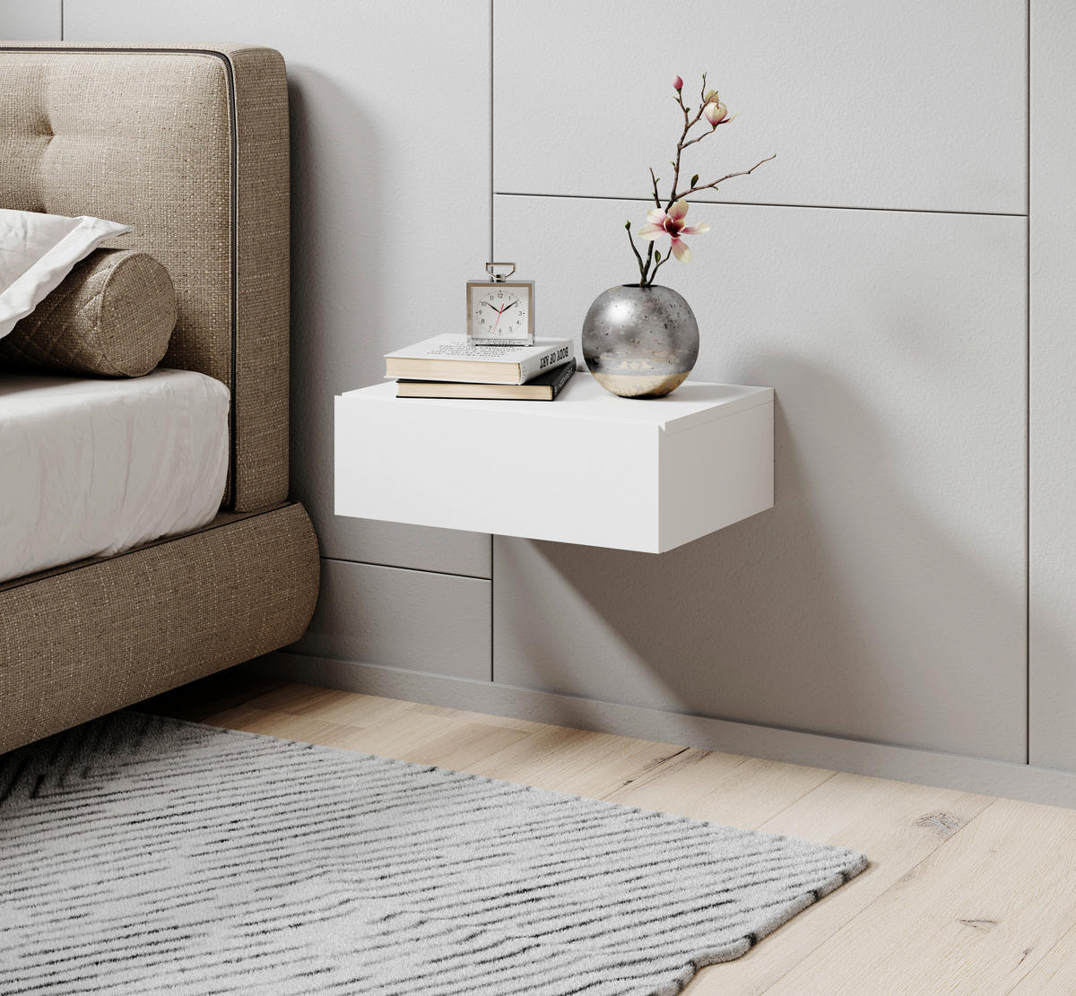 SÄNGBORD i vit  - vit, Modern, trämaterial (42/14/30cm) - Livetastic