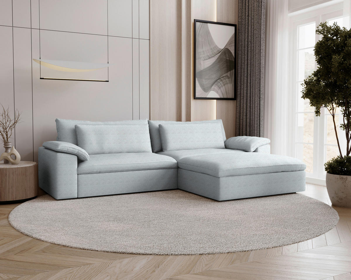 ECKSOFA  Chenille Grauweiss  - Schwarz/Grauweiss, Modern, Kunststoff/Textil (306/198cm) - Carryhome