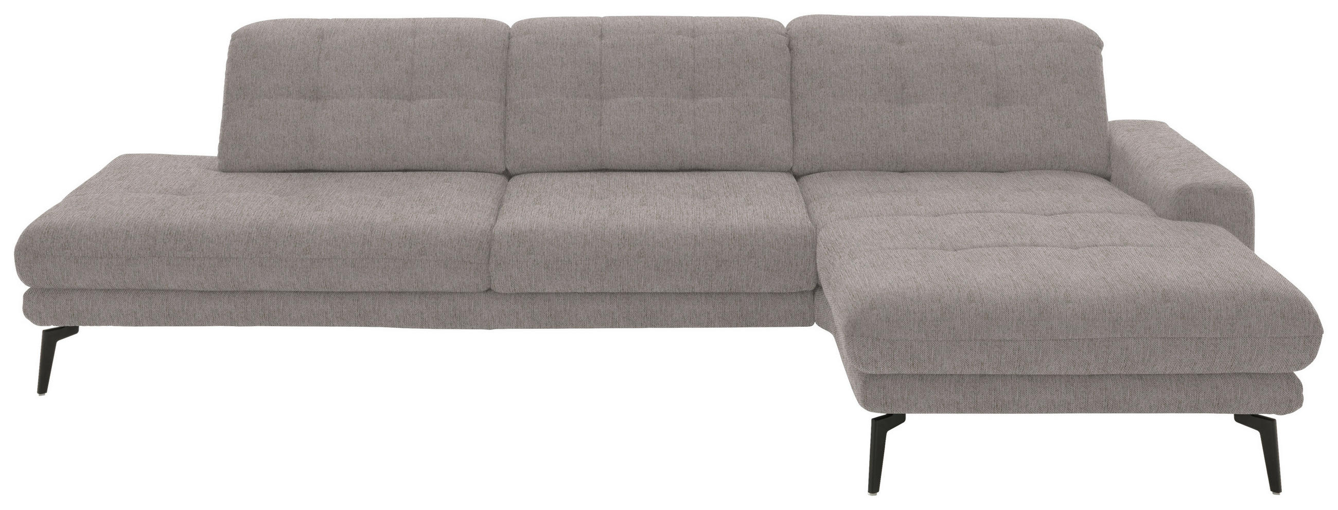 ECKSOFA in Flachgewebe Greige  - Greige/Schwarz, Design, Textil/Metall (309/190cm) - Beldomo Style