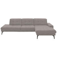 ECKSOFA in Flachgewebe Greige  - Greige/Schwarz, Design, Textil/Metall (309/190cm) - Beldomo Style