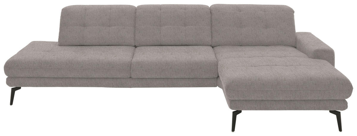 ECKSOFA in Flachgewebe Greige  - Greige/Schwarz, Design, Textil/Metall (309/190cm) - Beldomo Style