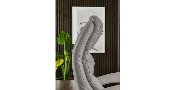 RELAXSESSEL in Leder Hellgrau  - Edelstahlfarben/Hellgrau, Design, Leder/Metall (76/119/86cm) - Dieter Knoll