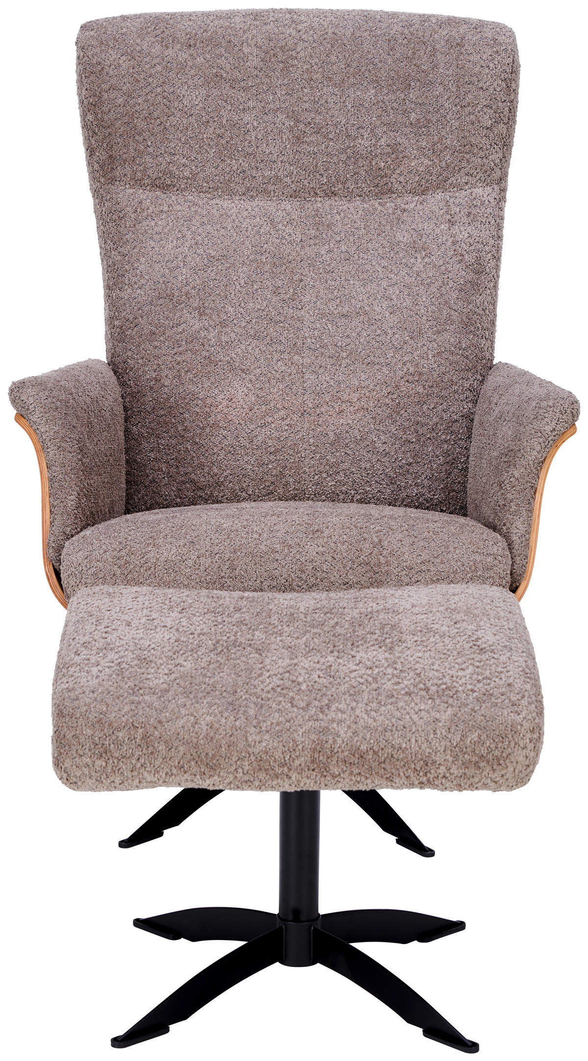 RELAXSESSEL Teddystoff Relaxfunktion    - Hellbraun/Schwarz, Design, Holz/Textil (71/104/77cm) - Welnova