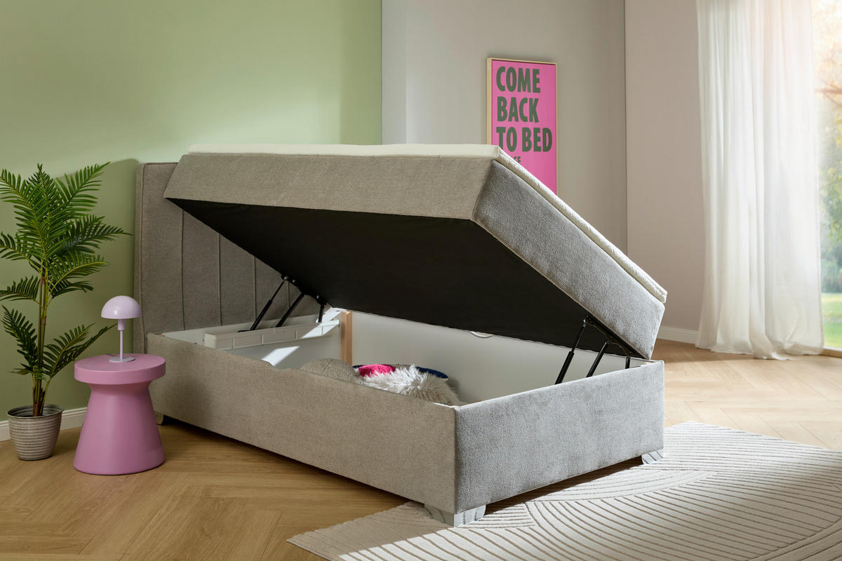 BOXBETT 120/200 cm  in Grau  - Chromfarben/Grau, Trend, Kunststoff/Textil (120/200cm) - Boxxx