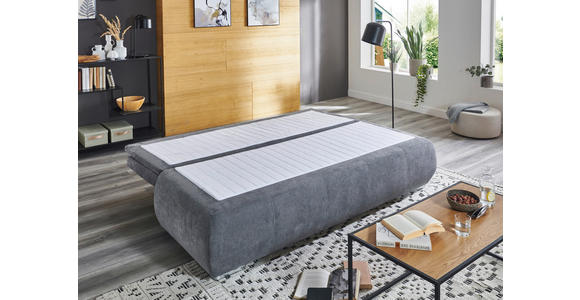 SCHLAFSOFA Webstoff Grau Rückenkissen, Armlehnenkissen, Bettkasten, Schlaffunktion, Topper, Rücken echt  - Chromfarben/Grau, KONVENTIONELL, Holz/Kunststoff (207/91/90cm) - Carryhome