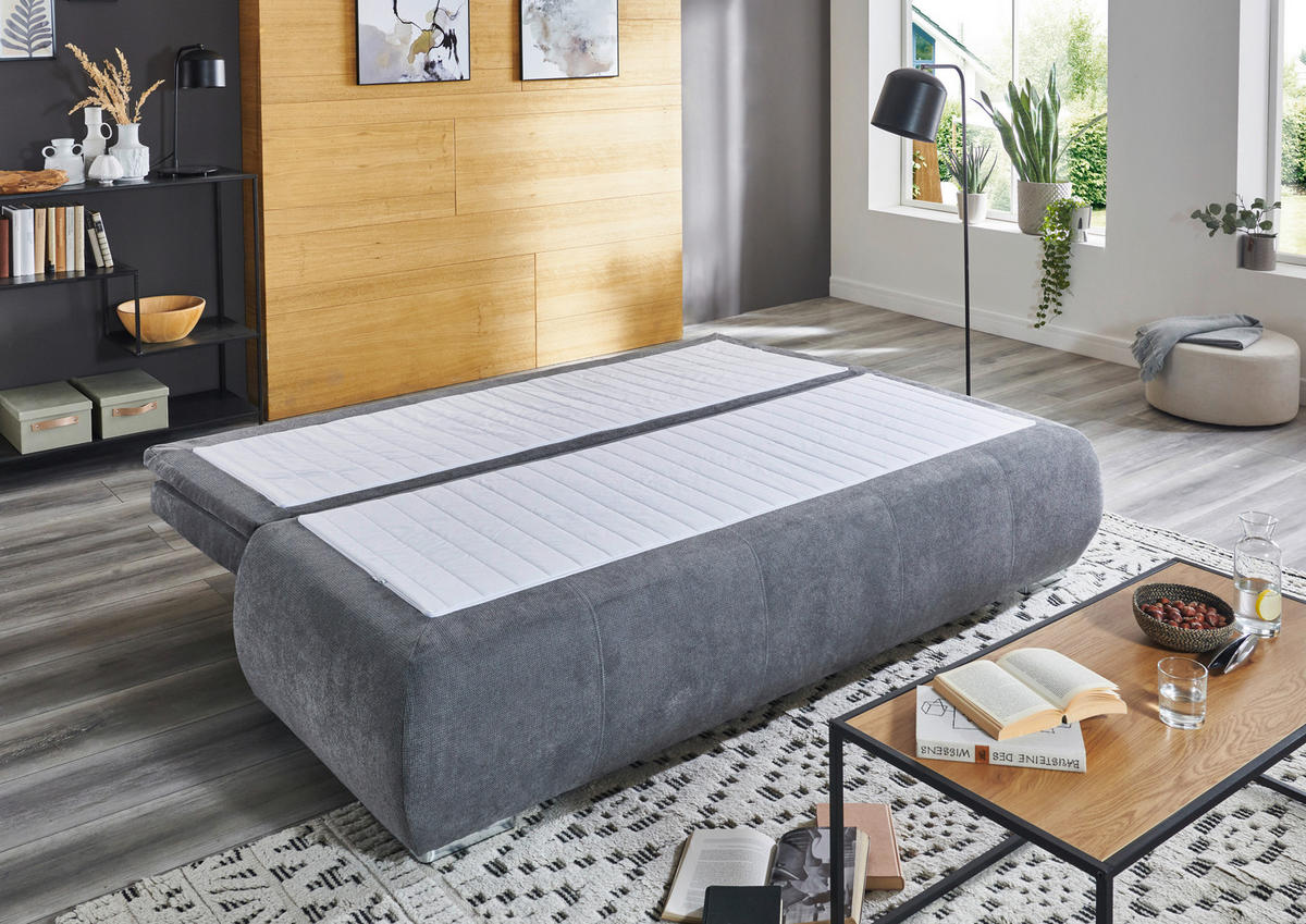 SCHLAFSOFA  mit Webstoff Grau  - Chromfarben/Grau, KONVENTIONELL, Holz/Kunststoff (207/91/90cm) - Carryhome