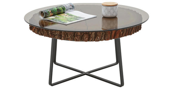 COUCHTISCH in Glas, Holz, Metall 80/40 cm - Eichefarben/Anthrazit, Design, Glas/Holz (80/40cm) - Valnatura