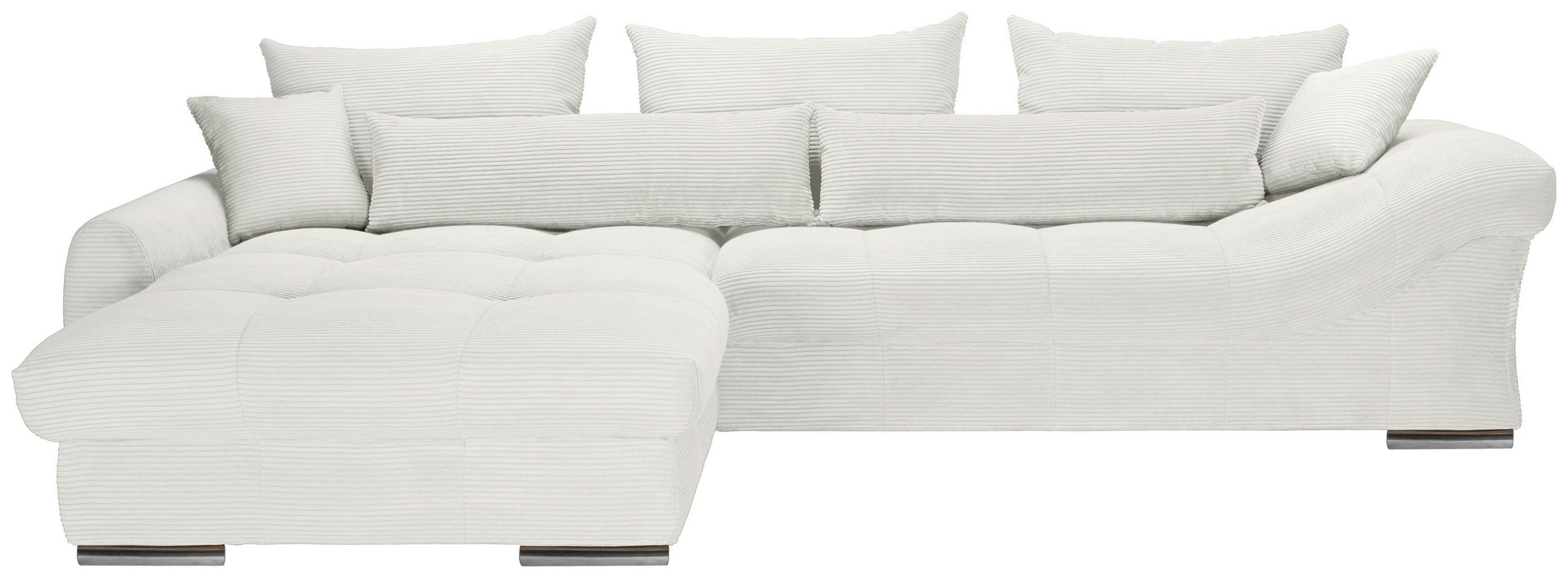 ECKSOFA Creme Cord  - Chromfarben/Creme, KONVENTIONELL, Textil/Metall (225/335cm) - Carryhome