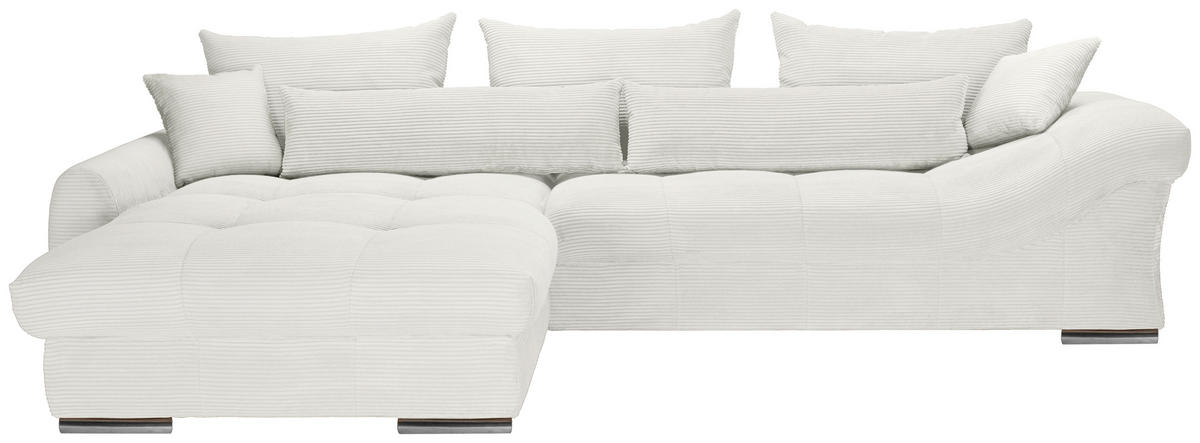 ECKSOFA Creme Cord  - Chromfarben/Creme, KONVENTIONELL, Textil/Metall (225/335cm) - Carryhome