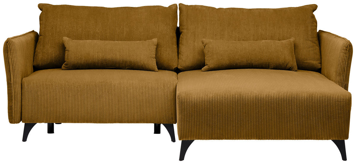 ECKSOFA Senfgelb Cord  - Senfgelb/Schwarz, Design, Textil/Metall (254/175cm) - Stylife
