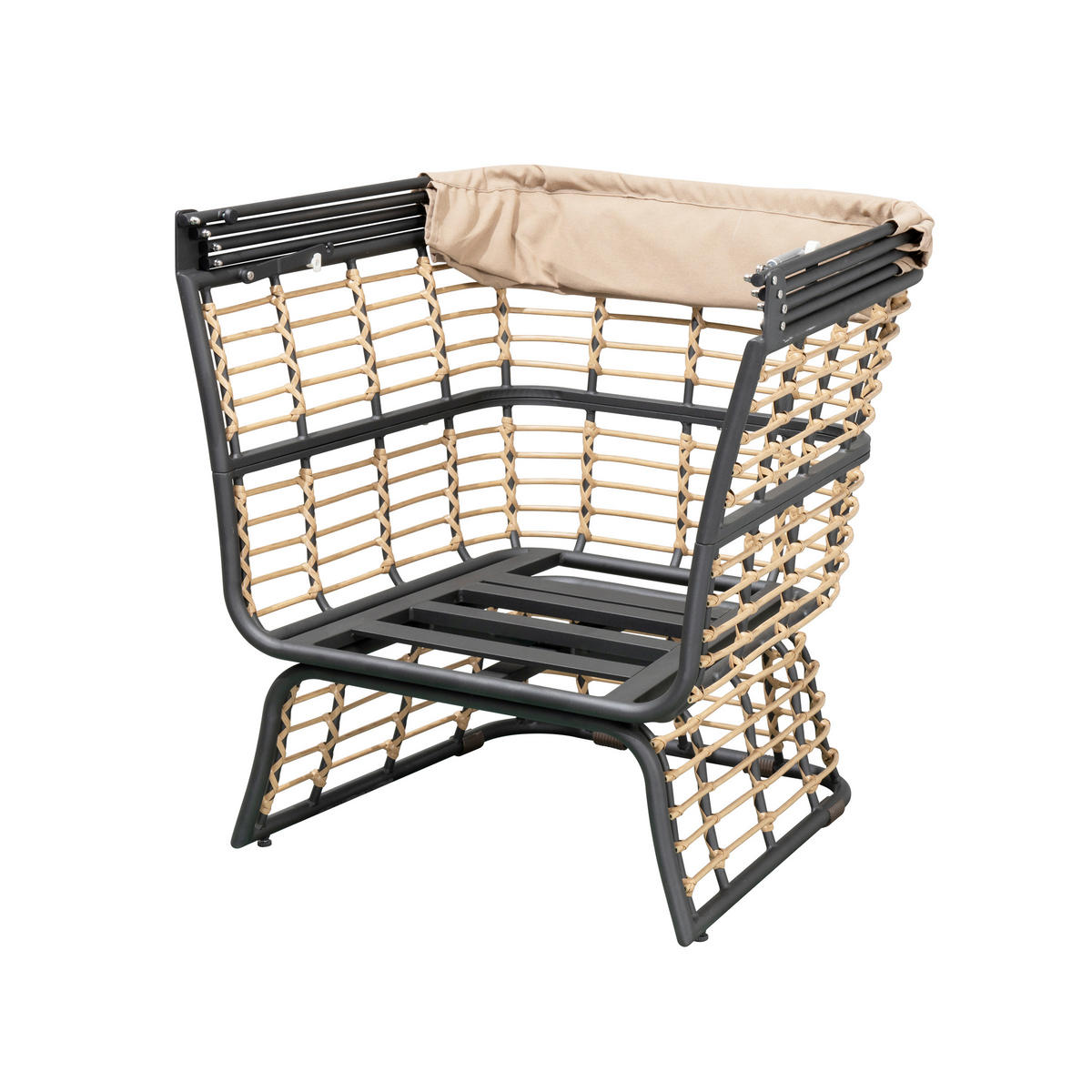 LOUNGESESSEL in Metall, Kunststoff, Textil Anthrazit, Braun, Beige  - Anthrazit/Beige, Basics, Kunststoff/Textil (72/154/83cm) - Gardenson