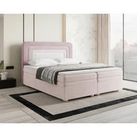 BOXBETT 140/200 cm,  in Rosa, Altrosa, gepolstertes Kopfteil, Bettkasten, Topper, H2 + H3 = mittel + fest  - Altrosa/Rosa, MODERN, Holz/Kunststoff (140/200cm) - Livetastic