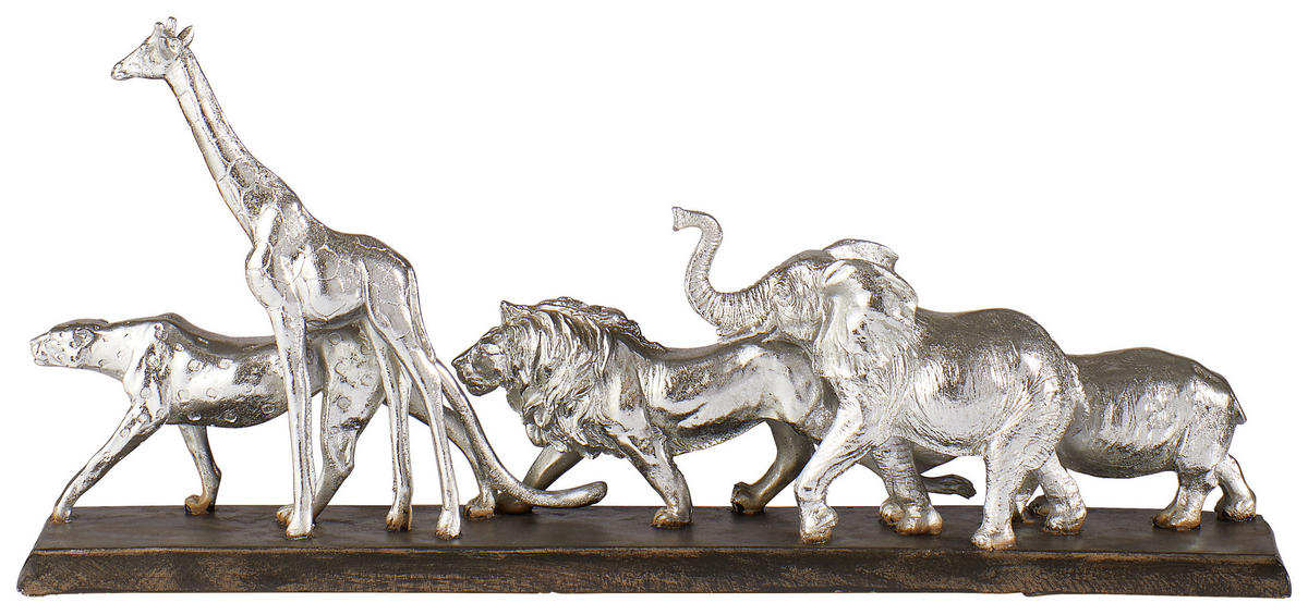 SKULPTUR - Silberfarben/Braun, Trend, Kunststoff (50/23/9cm)