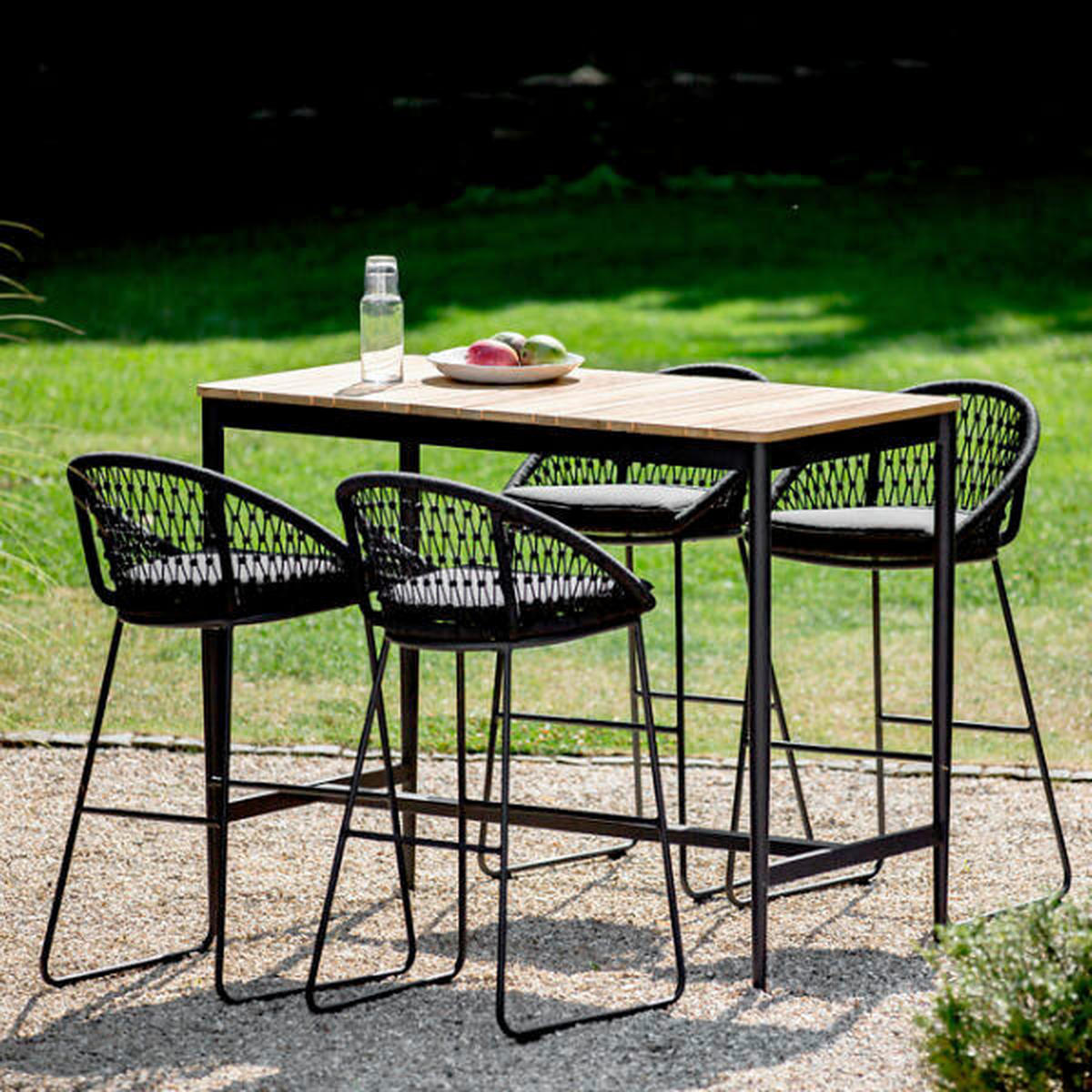 GARTEN-BARHOCKER in Anthrazit, Grau  - Anthrazit/Grau, Design, Textil/Metall (54,5/103/51,5cm)