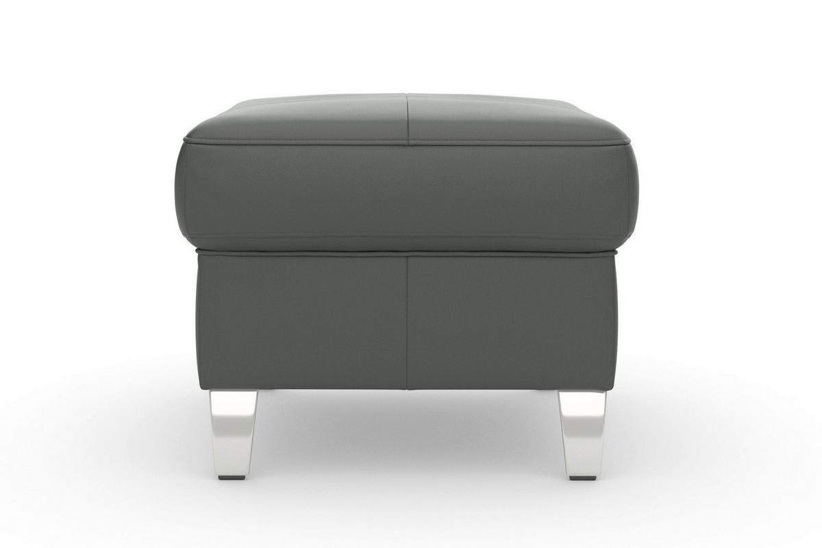 HOCKER Leder Anthrazit  - Chromfarben/Anthrazit, Basics, Leder/Metall (58/48/58cm) - Sit & More