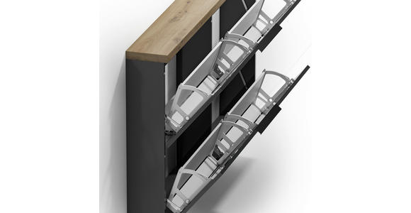 HÄNGESCHUHSCHRANK 140/82/19 cm - Eichefarben/Anthrazit Hochglanz, Design, Holzwerkstoff/Metall (140/82/19cm) - Xora
