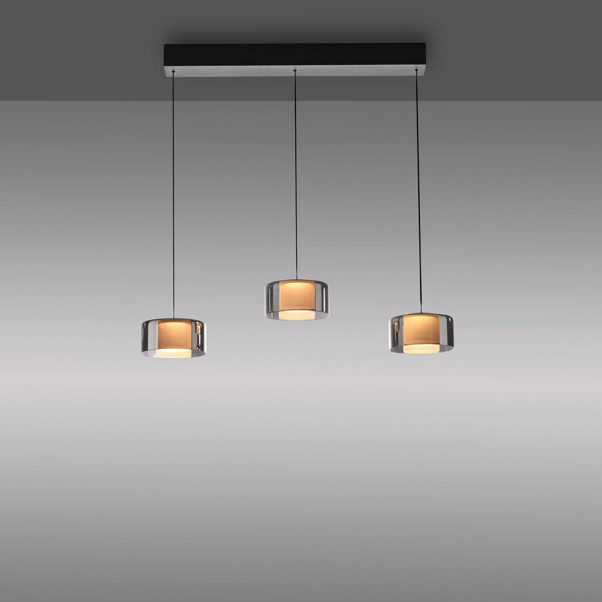LED-HÄNGELEUCHTE 66/15/220 cm  - Schwarz, Design, Glas/Kunststoff (66/15/220cm)