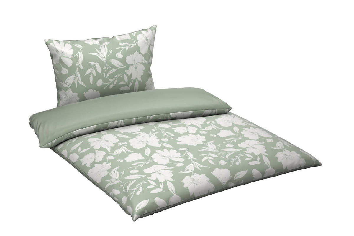 POSTELJINA SA DVA LICA Mavie 200/200 cm saten zelena, bela  - zelena/bela, Konvencionalno, tekstil (200/200cm) - Novel