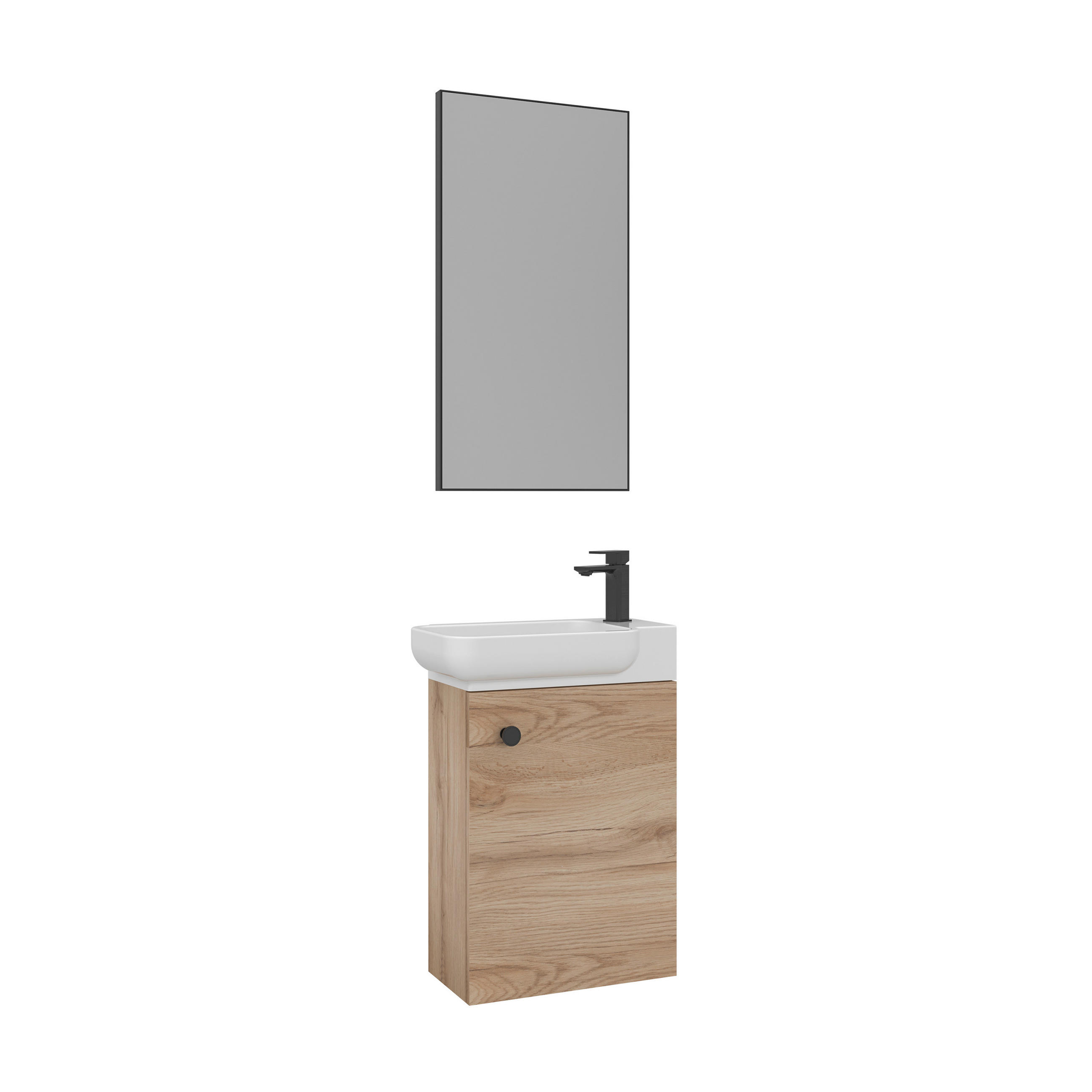 GÄSTEBAD 55 cm  - Eichefarben/Weiß Hochglanz, MODERN, Keramik/Holzwerkstoff (55cm) - MID.YOU