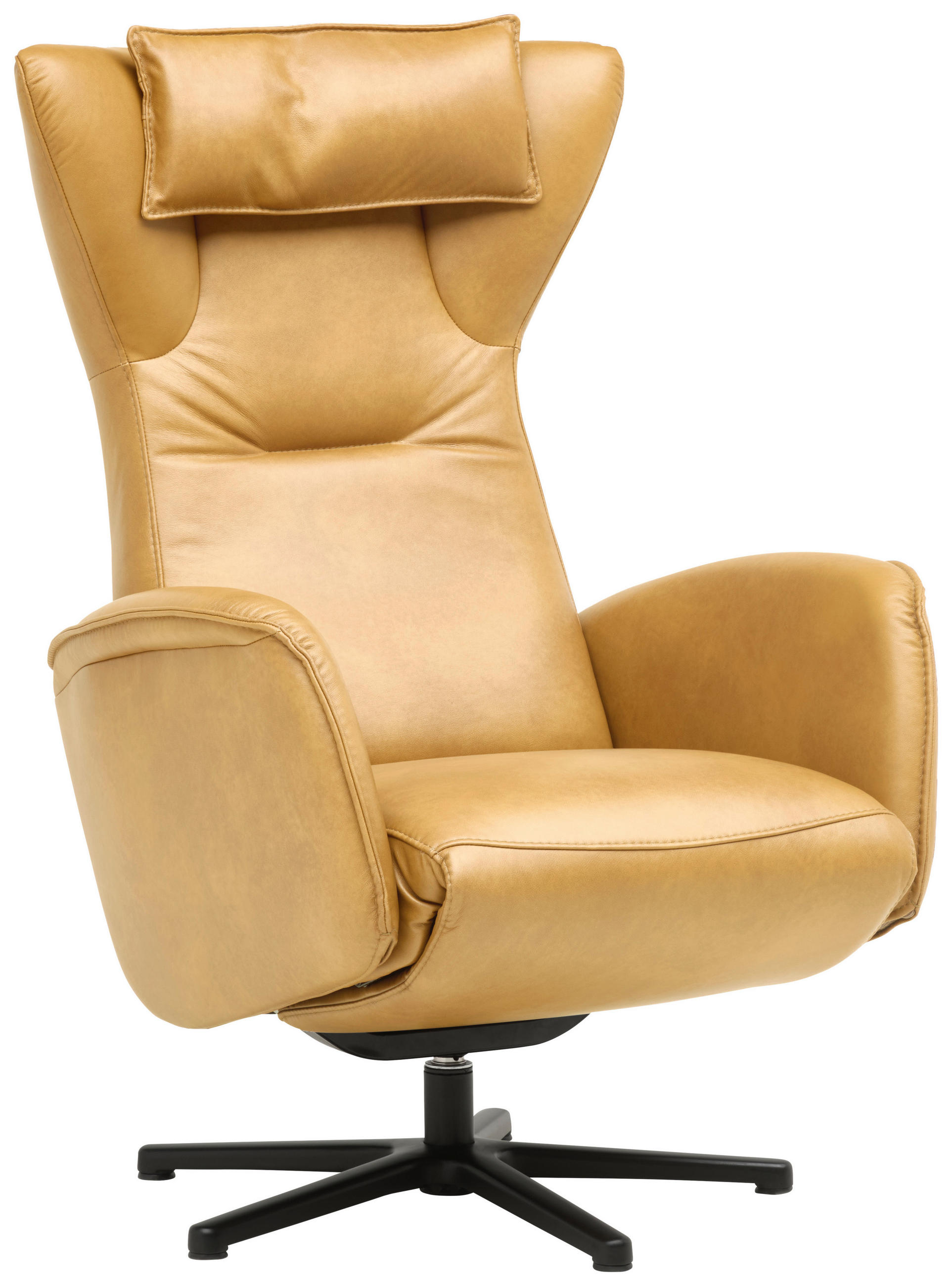 RELAXSESSEL Leder Gelb  - Gelb/Schwarz, Design, Leder/Metall (75/106/86cm) - Valdera