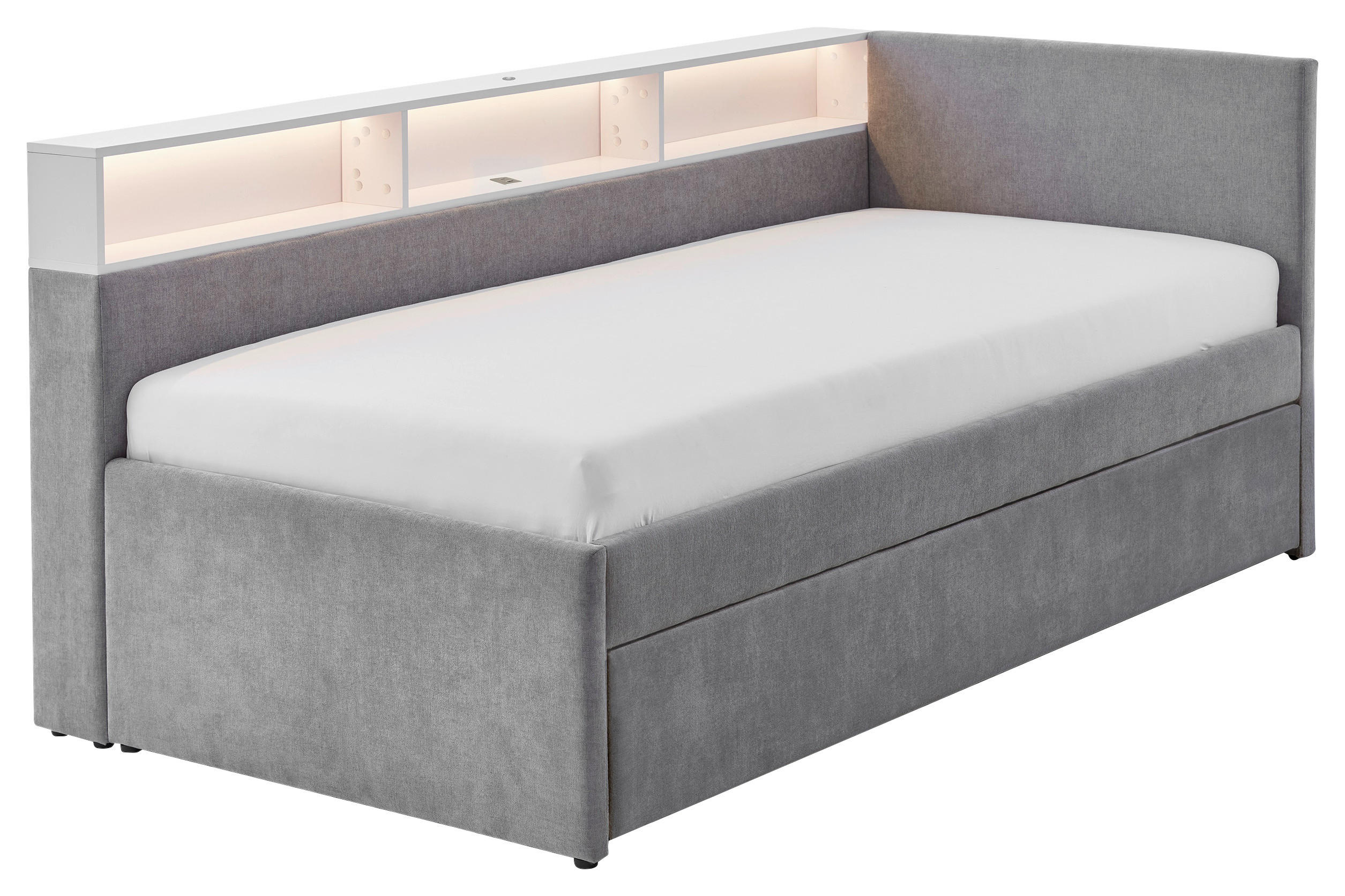 STAURAUMBETT 120/200 cm  in Grau, Weiß  - Weiß/Grau, MODERN, Holz/Holzwerkstoff (120/200cm) - Stylife