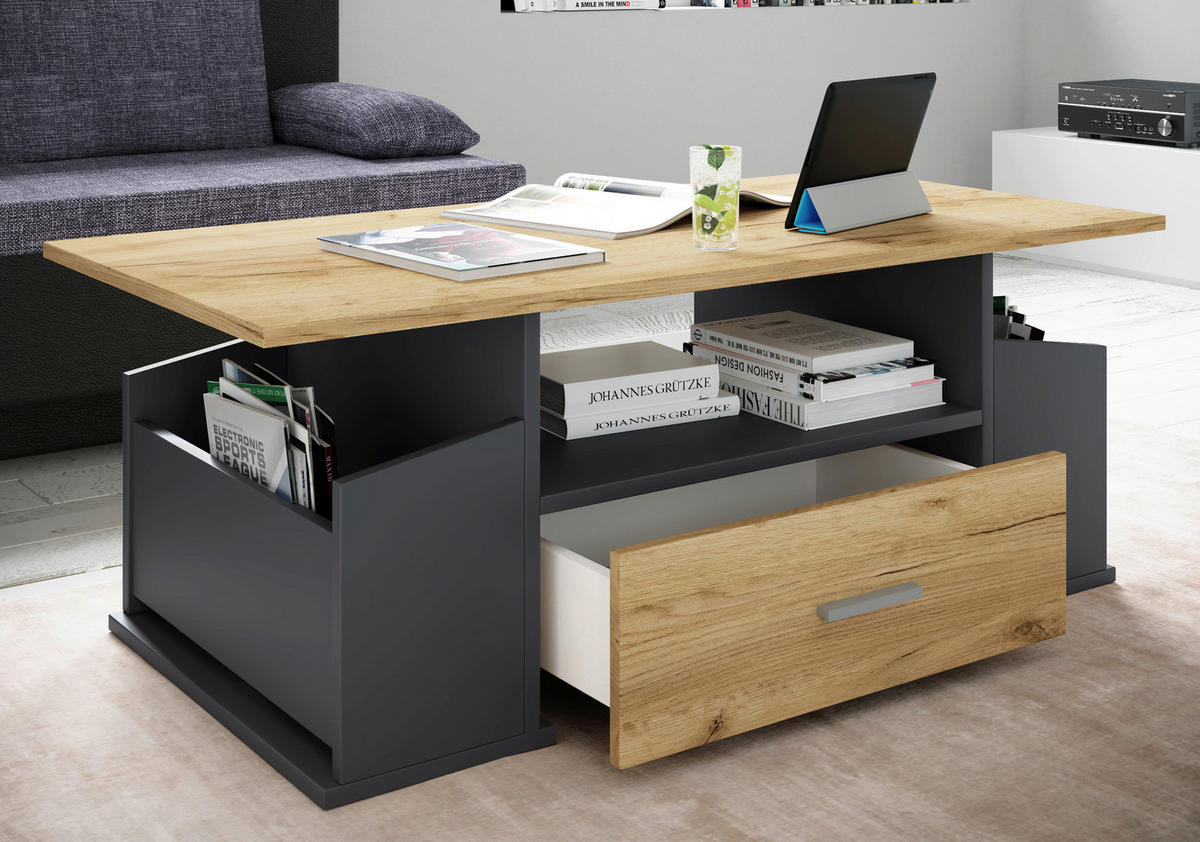 COUCHTISCH in Holzwerkstoff 110/52/44 cm  - Honigeiche/Anthrazit, Design, Holzwerkstoff/Kunststoff (110/52/44cm) - MID.YOU