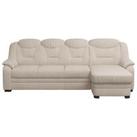 ECKSOFA in Chenille Beige  - Beige/Schwarz, Basics, Kunststoff/Textil (257/162cm) - MID.YOU