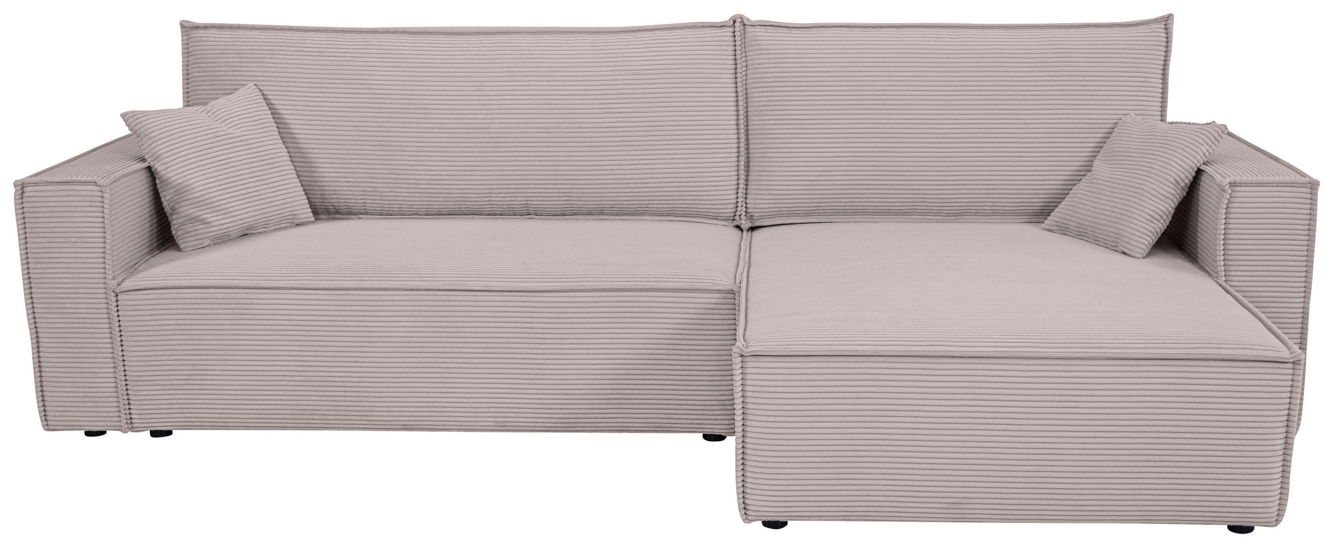 ECKSOFA inkl. Funktionen Hellgrau Cord  - Hellgrau/Schwarz, Design, Textil (267/141cm) - Xora