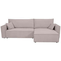 ECKSOFA inkl. Funktionen Hellgrau Cord  - Hellgrau/Schwarz, Design, Textil (267/141cm) - Xora