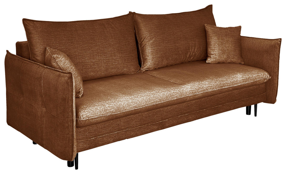 SCHLAFSOFA Flachgewebe Rostfarben  - Rostfarben/Schwarz, Design, Holz/Kunststoff (216/96/102cm) - MID.YOU