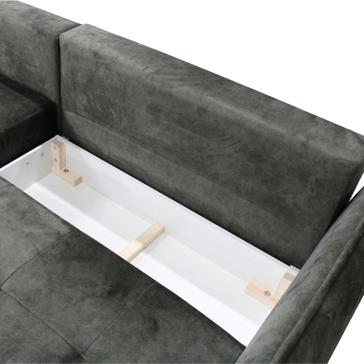 ECKSOFA Grün Velours  - Goldfarben/Grün, Design, Textil/Metall (196/264cm) - MID.YOU