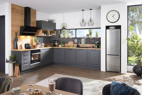 EINBAUKÜCHE   - Eichefarben/Graphitfarben, Design, Holzwerkstoff - Dieter Knoll