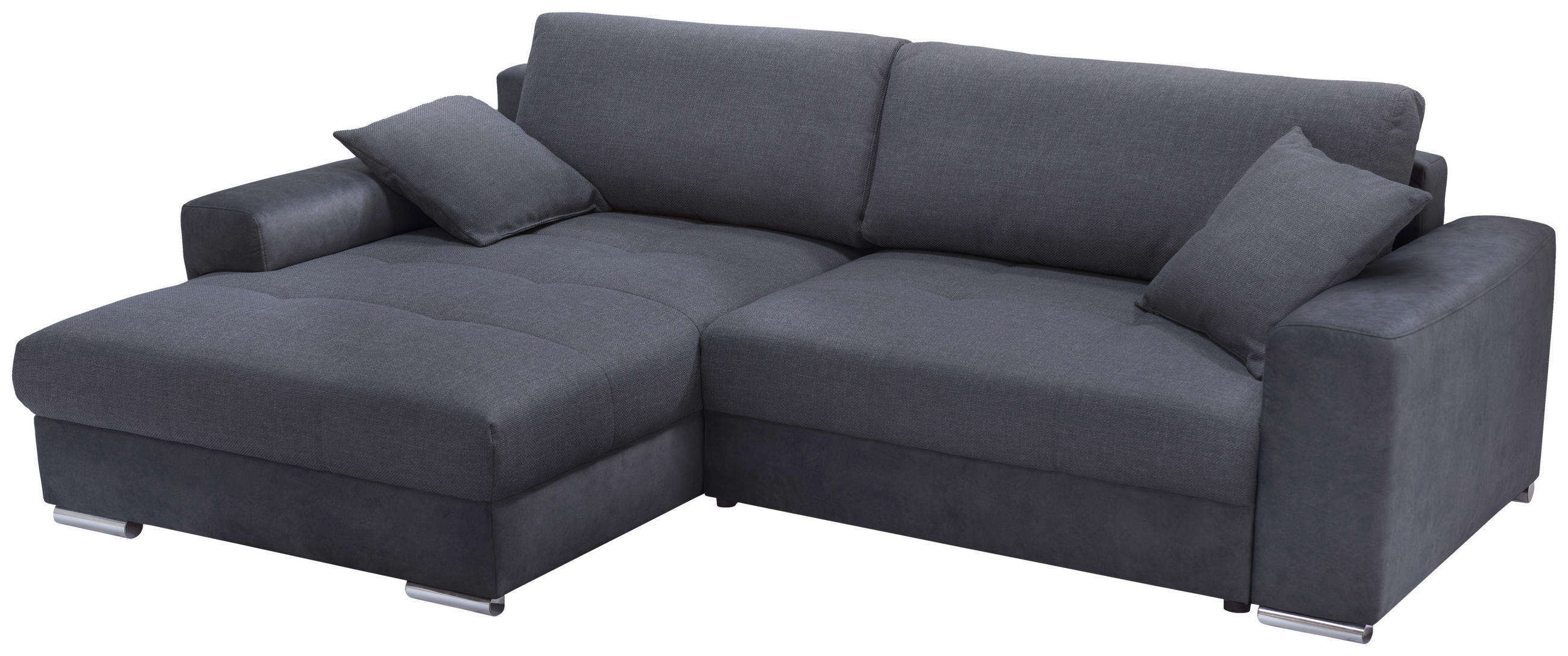 ECKSOFA in Struktur Anthrazit  - Chromfarben/Anthrazit, Design, Textil/Metall (177/269cm) - Livetastic
