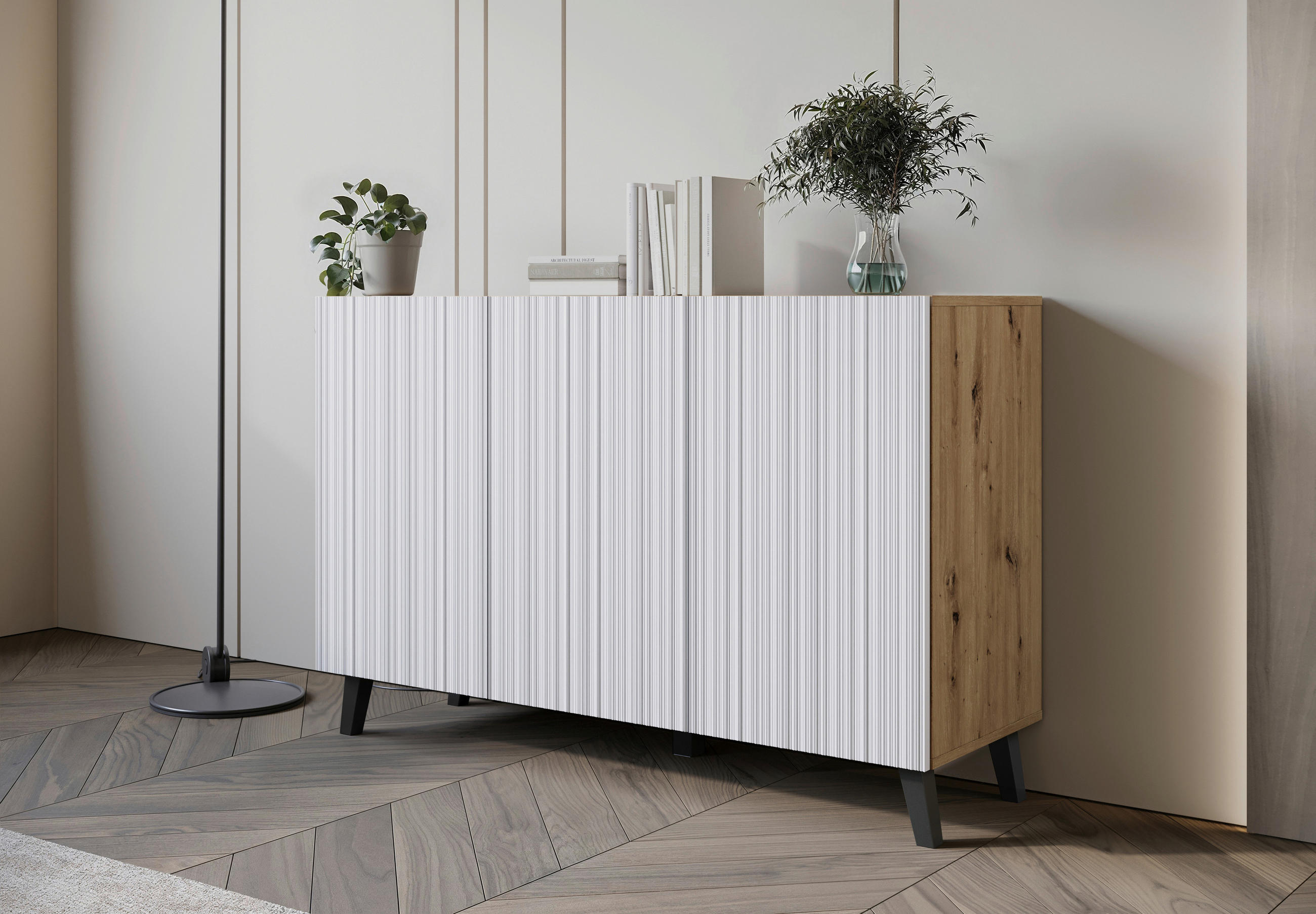 SIDEBOARD  in 120/76/39 cm  - Schwarz/Weiß, Trend, Holzwerkstoff (120/76/39cm) - Livetastic